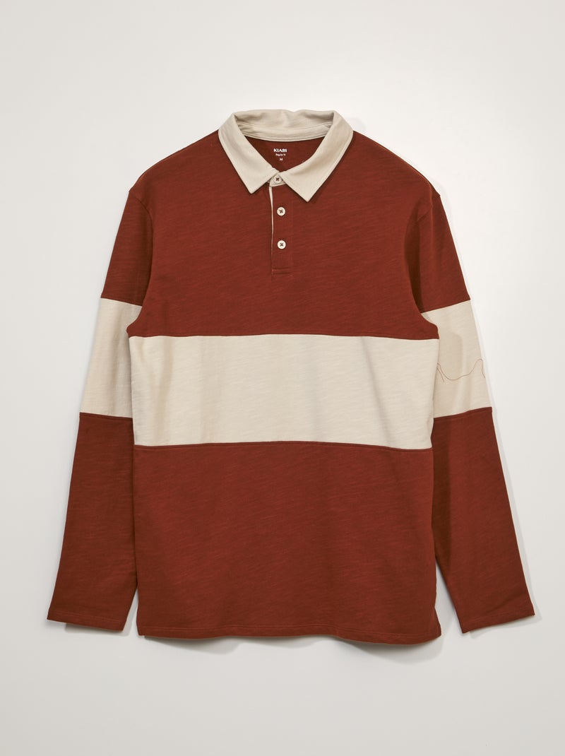 Polo en jersey à manches longues + 1m90 marron - Kiabi