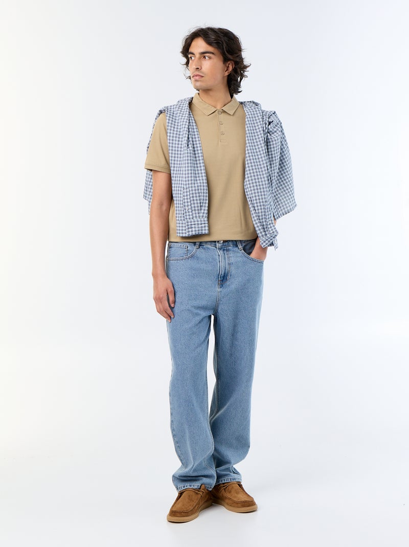Polo en jersey avec col boutonné Beige - Kiabi