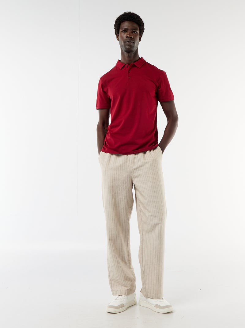 Polo en jersey avec col boutonné Rouge - Kiabi