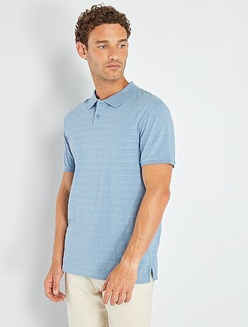 Polo en jersey uni à relief - Kiabi