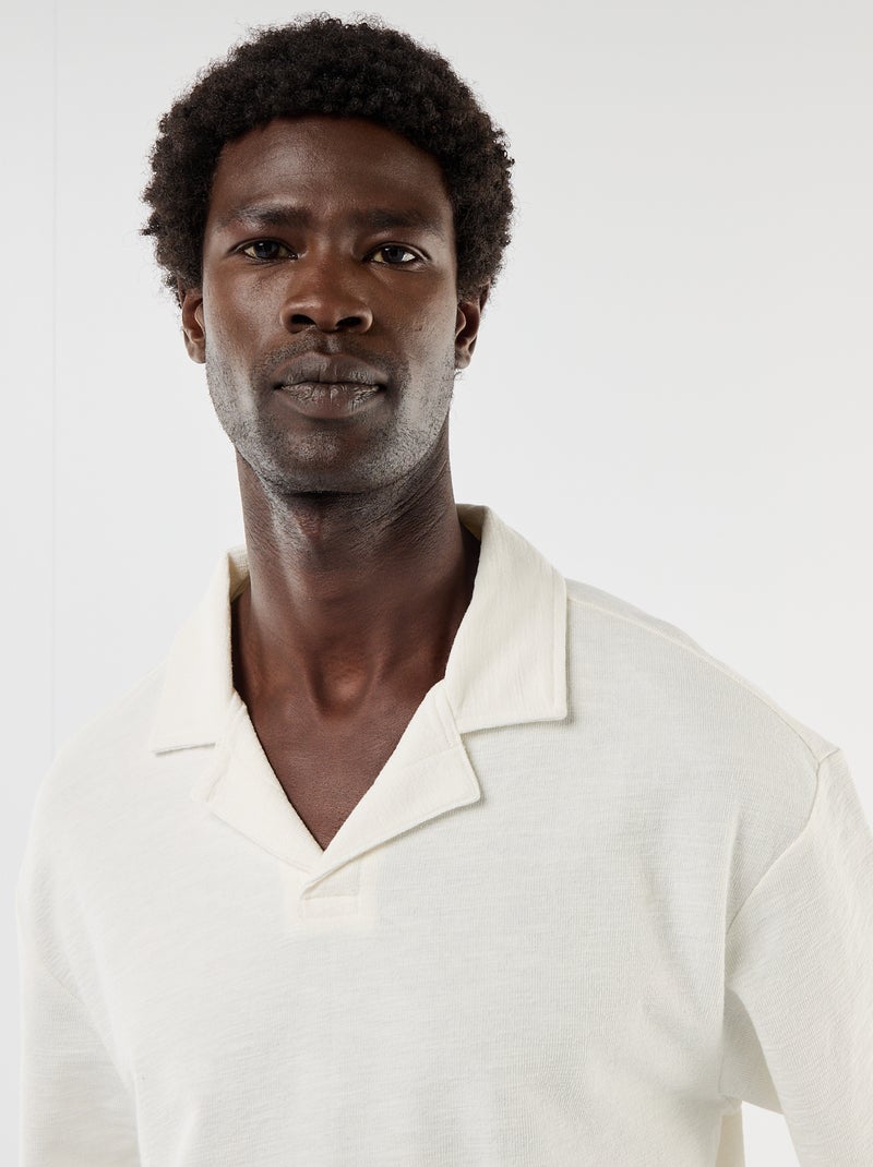 Polo en maille à manches courtes Blanc - Kiabi
