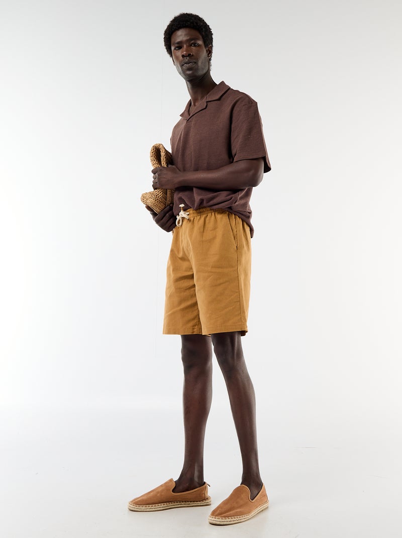 Polo en maille à manches courtes Marron - Kiabi