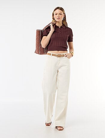 Polo en maille ajourée à manches courtes