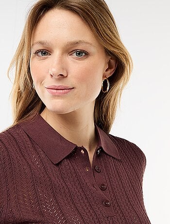 Polo en maille ajourée à manches courtes