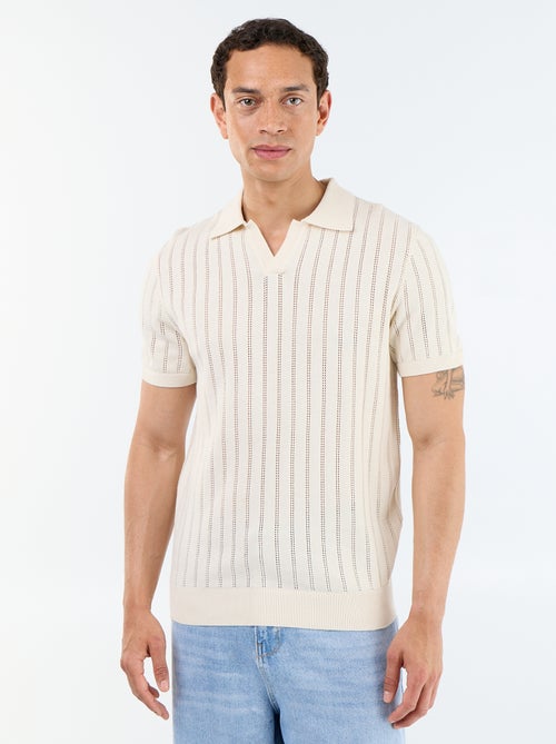 Polo en maille ajourée manches courtes - Kiabi