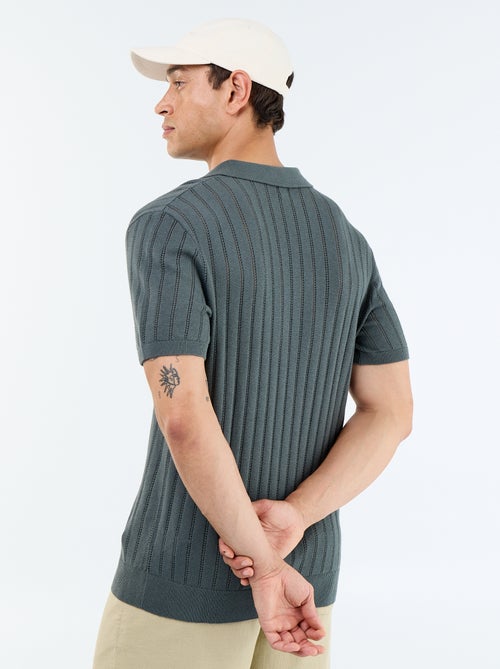 Polo en maille ajourée manches courtes - Kiabi