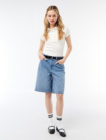 Polo en maille côtelé à manches courtes