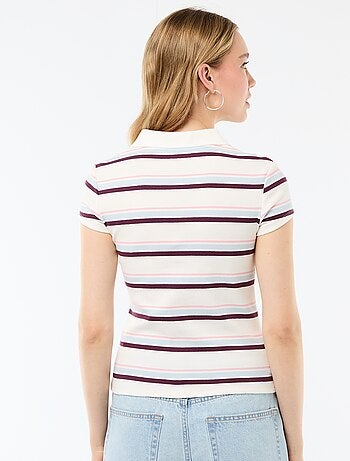 Polo en maille côtelé à manches courtes