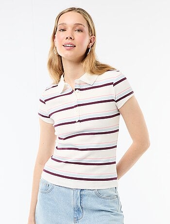 Polo en maille côtelé à manches courtes