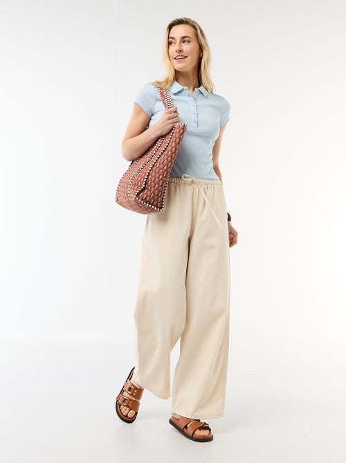 Polo en maille côtelé à manches courtes - Kiabi