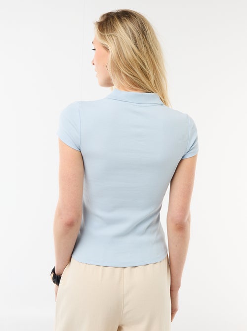 Polo en maille côtelé à manches courtes - Kiabi