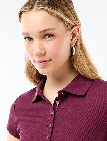 Polo en maille côtelé à manches courtes