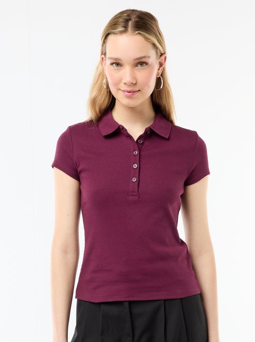 Polo en maille côtelé à manches courtes - Kiabi