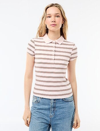 Polo en maille côtelé à manches courtes