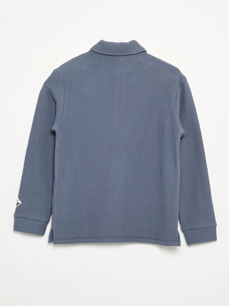 Polo en maille côtelée Gris - Kiabi
