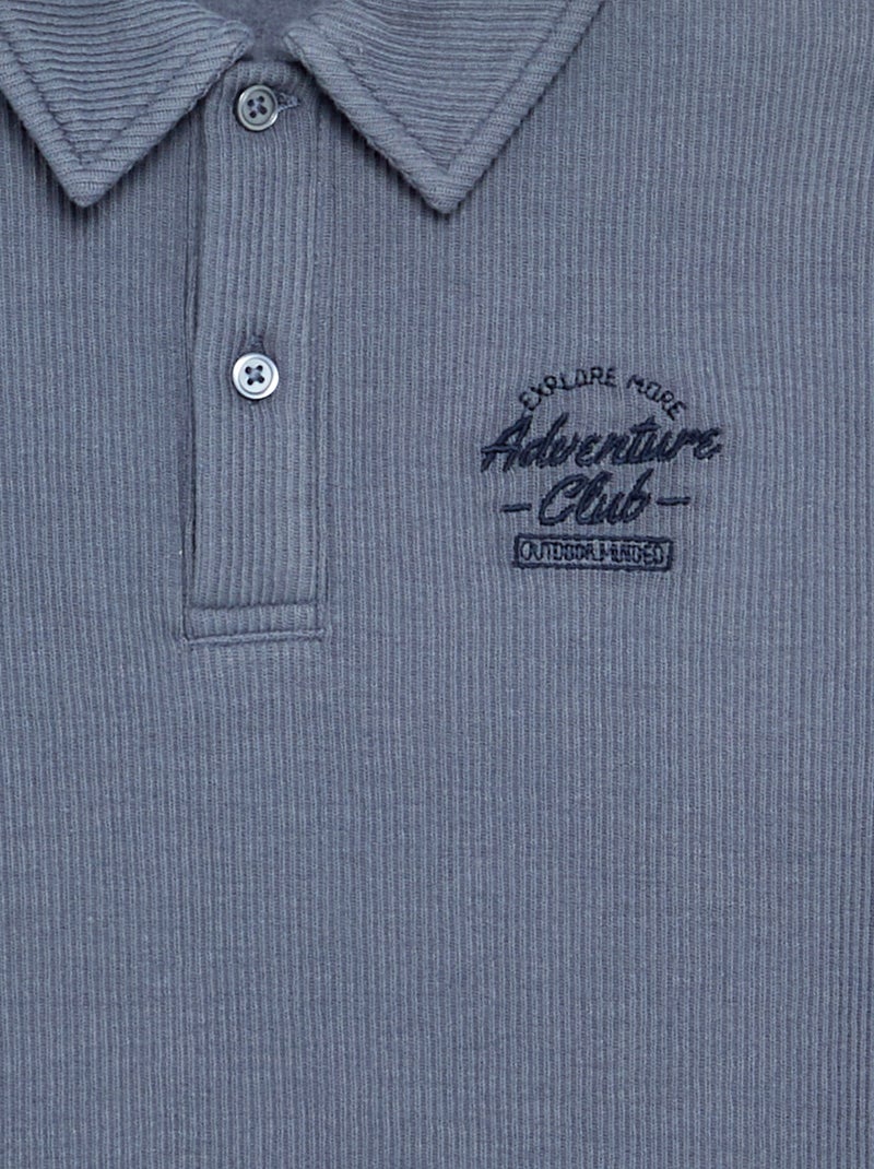 Polo en maille côtelée Gris - Kiabi