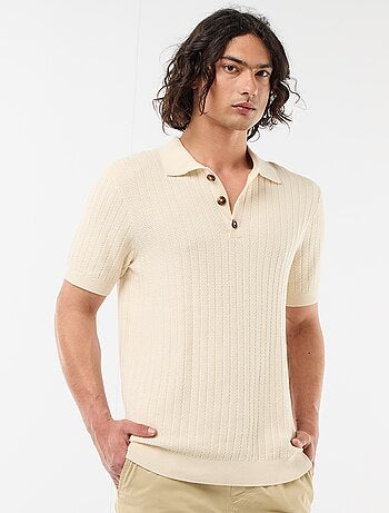 Polo en maille effet tricot