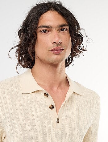 Polo en maille effet tricot
