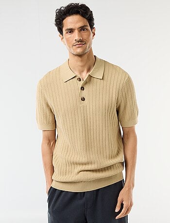 Polo en maille effet tricot