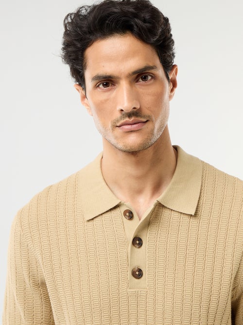Polo en maille effet tricot - Kiabi