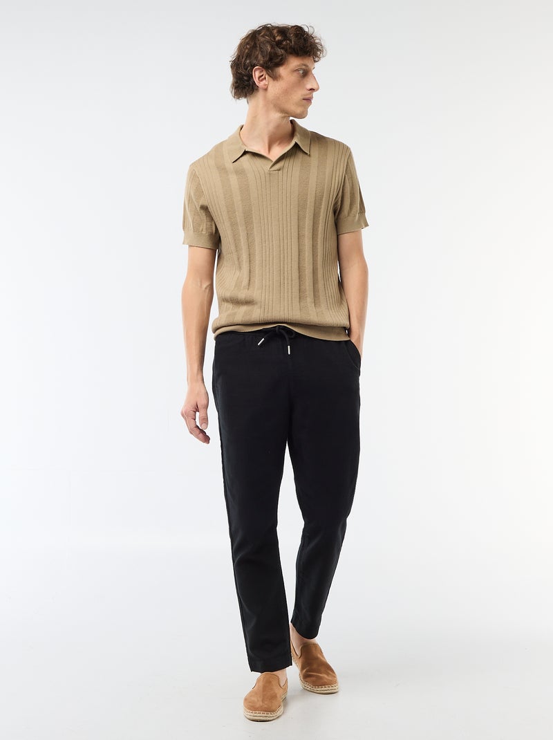 Polo en maille effet tricot Beige - Kiabi