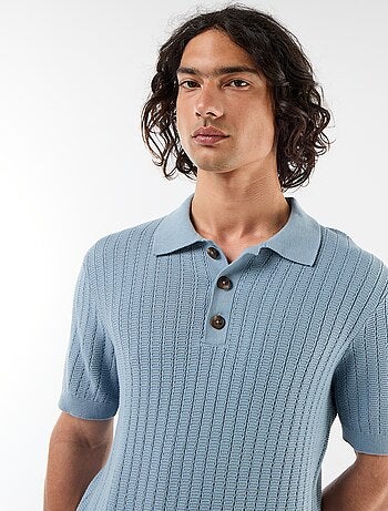 Polo en maille effet tricot