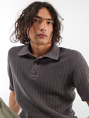 Polo en maille effet tricot