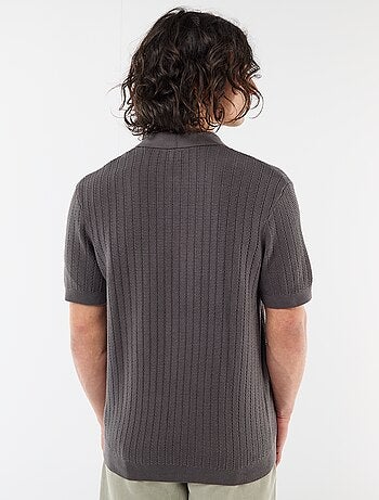 Polo en maille effet tricot