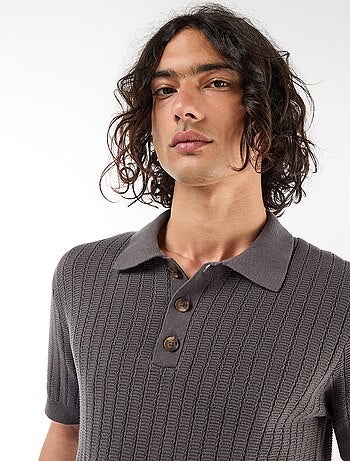 Polo en maille effet tricot