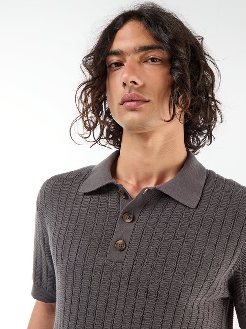 Polo en maille effet tricot - Kiabi