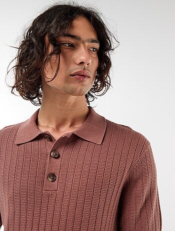 Polo en maille effet tricot