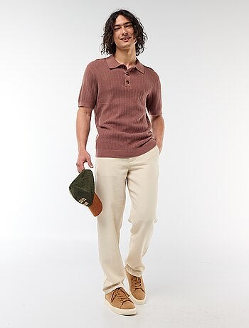 Polo en maille effet tricot