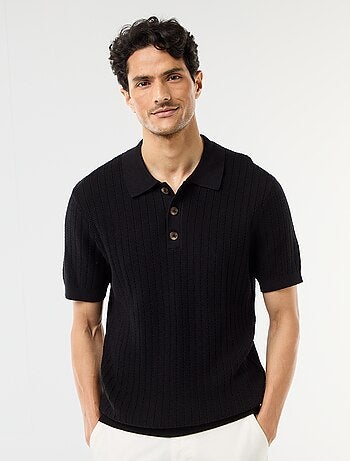 Polo en maille effet tricot