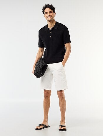 Polo en maille effet tricot