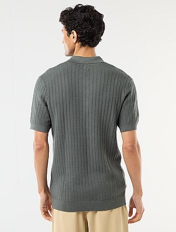 Polo en maille effet tricot