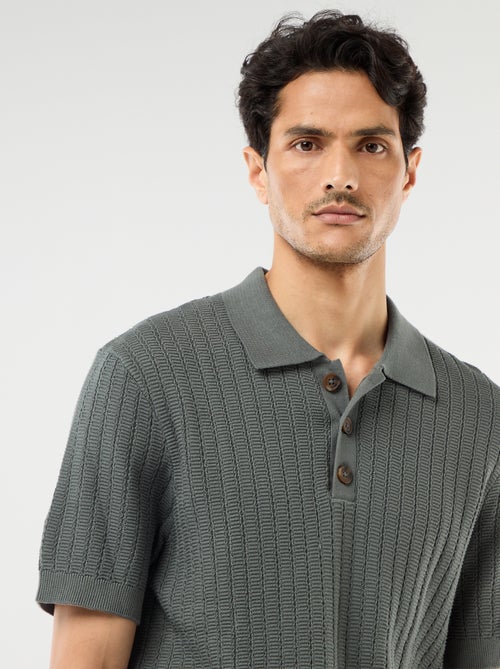 Polo en maille effet tricot - Kiabi