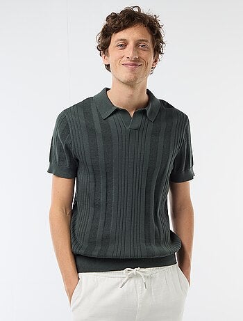 Polo en maille effet tricot