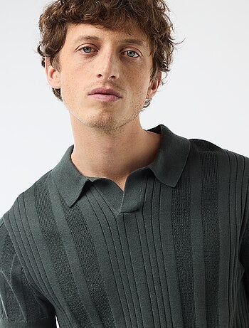 Polo en maille effet tricot