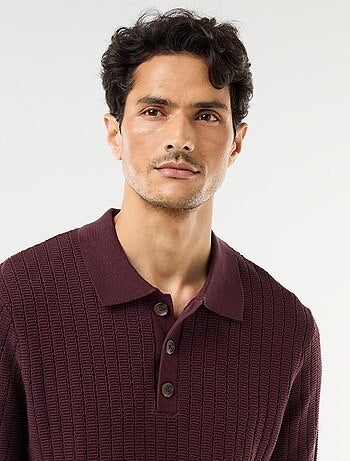 Polo en maille effet tricot