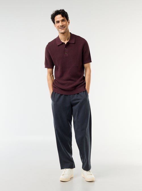 Polo en maille effet tricot - Kiabi