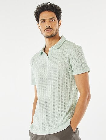 Polo en maille gaufrée à manches courtes