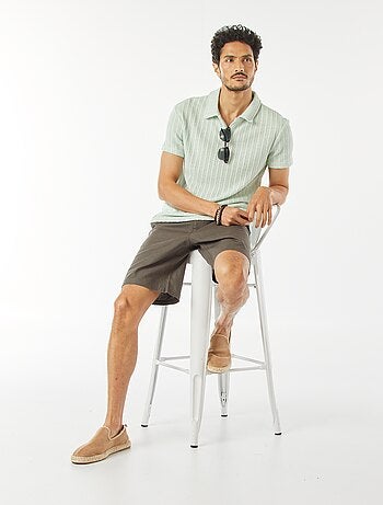 Polo en maille gaufrée à manches courtes