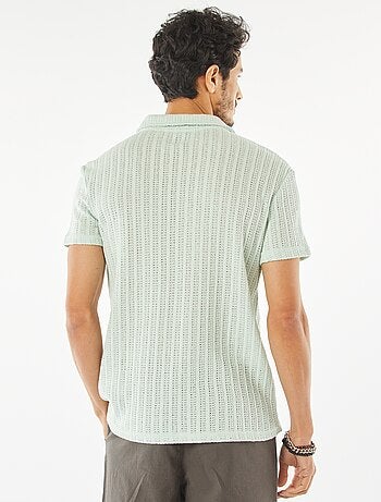 Polo en maille gaufrée à manches courtes