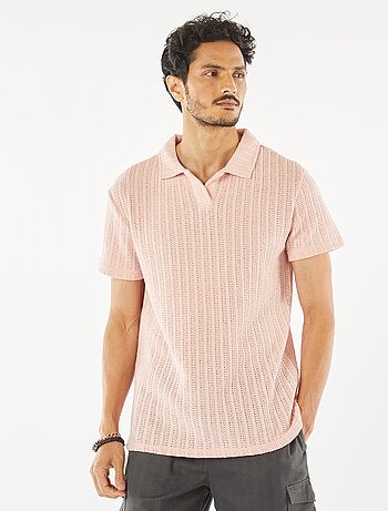 Polo en maille gaufrée à manches courtes