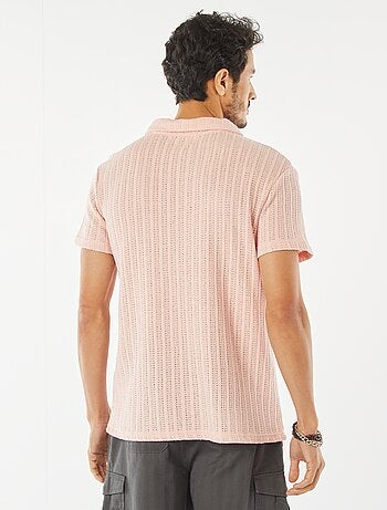 Polo en maille gaufrée à manches courtes