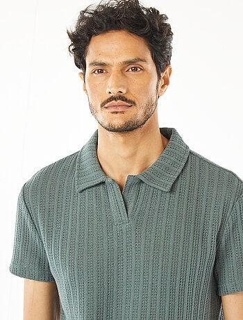 Polo en maille gaufrée à manches courtes