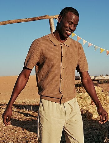 Polo en maille gaufrée