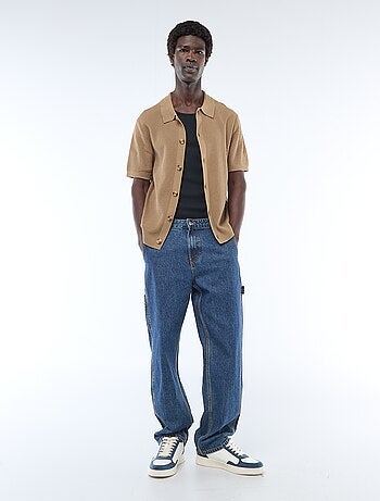 Polo en maille gaufrée