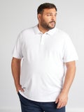 Polo en maille piqué blanc - Kiabi