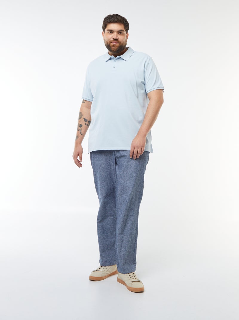 Polo en maille piqué Bleu - Kiabi